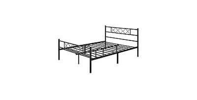 Slickblue Traditional Powder Coated Slatted Platform Bed - Durable and Stylish Bed Frame