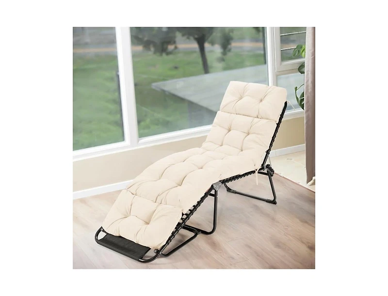 Gouun Outdoor Lounge Chaise Cushion with String Ties for Garden Poolside