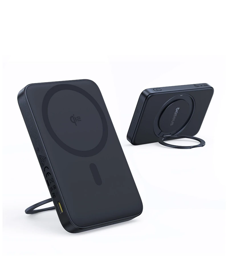 Baseus Qi2 Magnetic Power Bank 20W MagSafe Portable Charger 5000mAh Bracket Battery Pack with 360°Rotatable Ring Stand PicoGo
