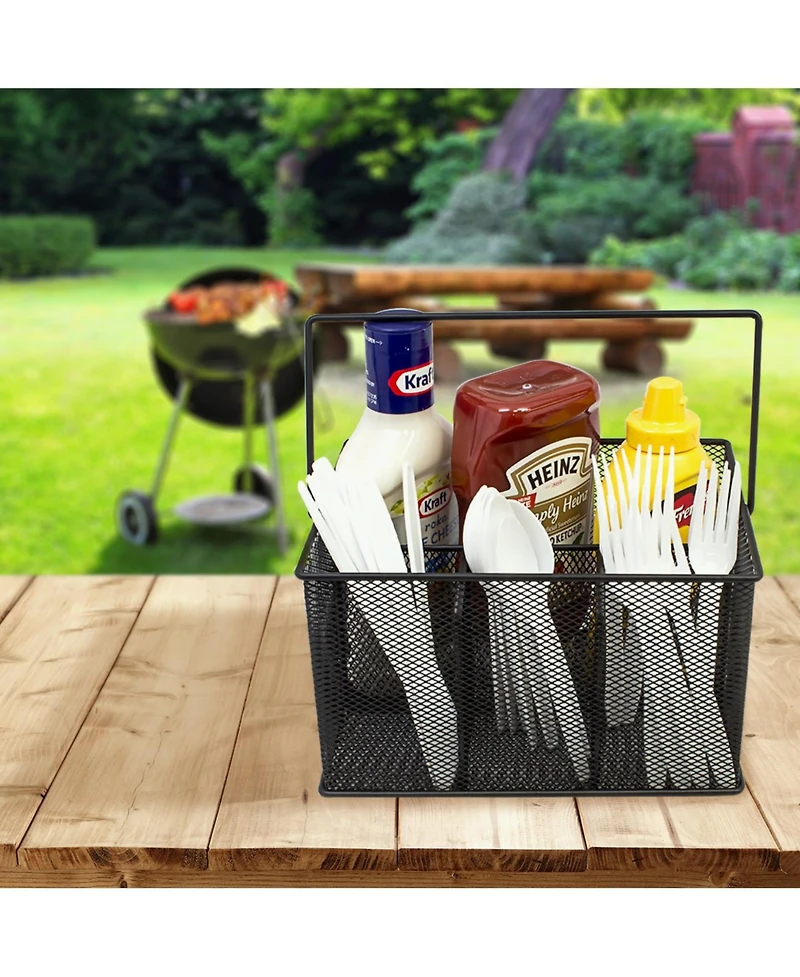 Sorbus Mesh Utensil Caddy - Organize & Serve in Style! Perfect for Kitchen, Parties, and More. Multi-purpose with Compartments & Sturdy Handle