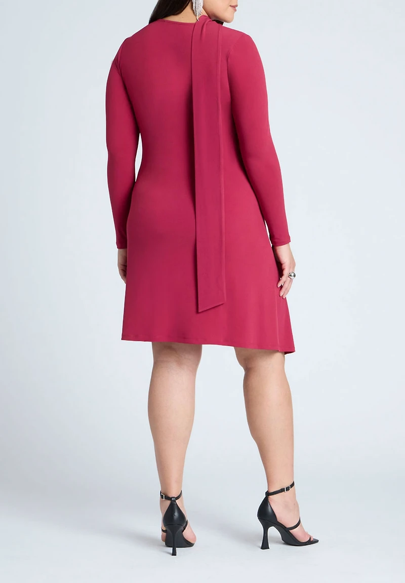 Eloquii Women's Scarf Neck Jersey Mini Dress