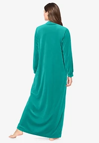Only Necessities Women's Plus Size Smocked Velour Long Robe