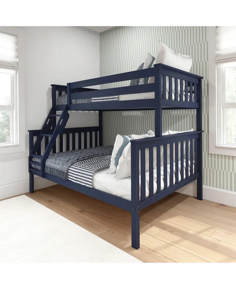 Space-Saving Solid Wood Bunk Bed – Twin Over Design with Built-in Ladder and Full-Length Safety Rails