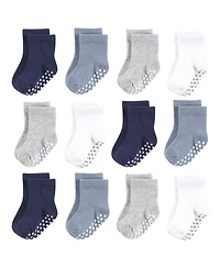 Hudson Baby Boys Cozy Cotton-Rich Newborn Terry Crew Socks