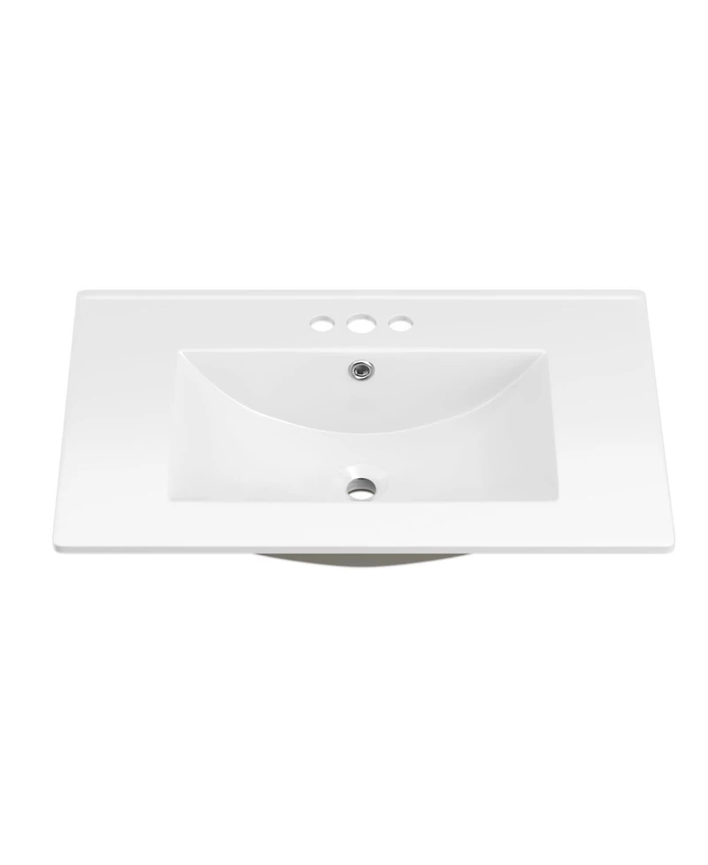 Lovmor Bathroom Ceramic Vanity Top with Three Holes in White