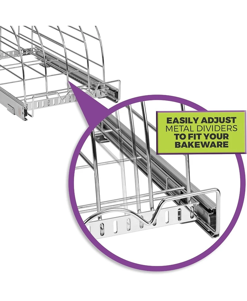 Florida Brands Bakeware Pull Out Organizer for Cookie Sheet, Cutting Board, Bakeware, and Tray 12.5 x 21 In