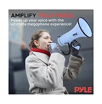 Pyle 50-Watt Portable Megaphone with Siren, MP3 Input, Automatic Siren, Shoulder Strap, Lightweight