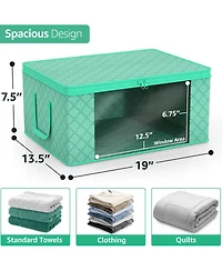 Sorbus 6 Pack Medium Foldable Clothes Storage Bags with Clear Window, Zipper Lid and Carry Handles - for Organizing Bedroom, Closet, Home (Teal)