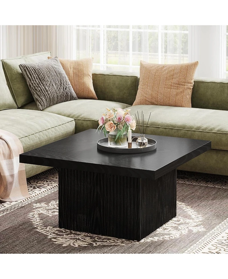 Tribesigns Square Coffee Table, 31.5-Inch Engineered Wood Vintage Brown Center Large Mid-Century Modern Cocktail Table