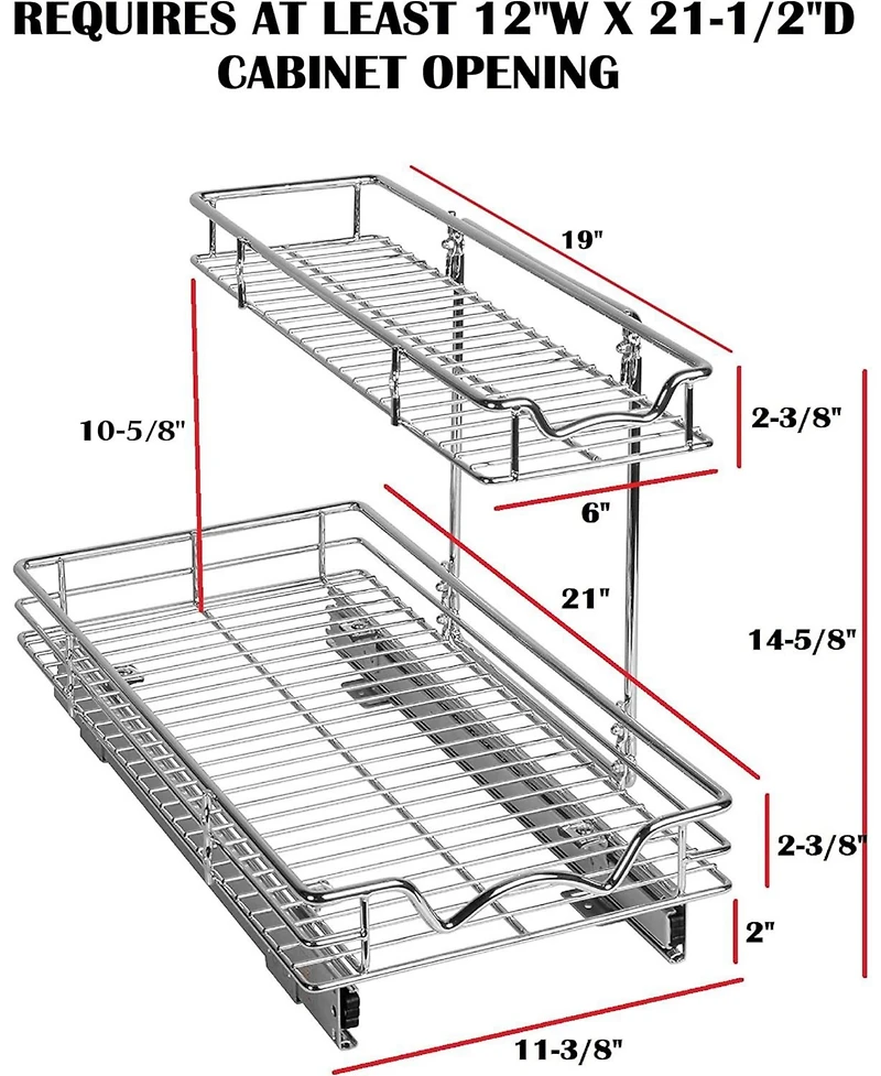 Florida Brands 2 Tiers Under the Sink Organizer and Storage Pull Out 11 x 21 In
