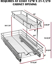 Florida Brands 2 Tiers Under the Sink Organizer and Storage Pull Out 11 x 21 In