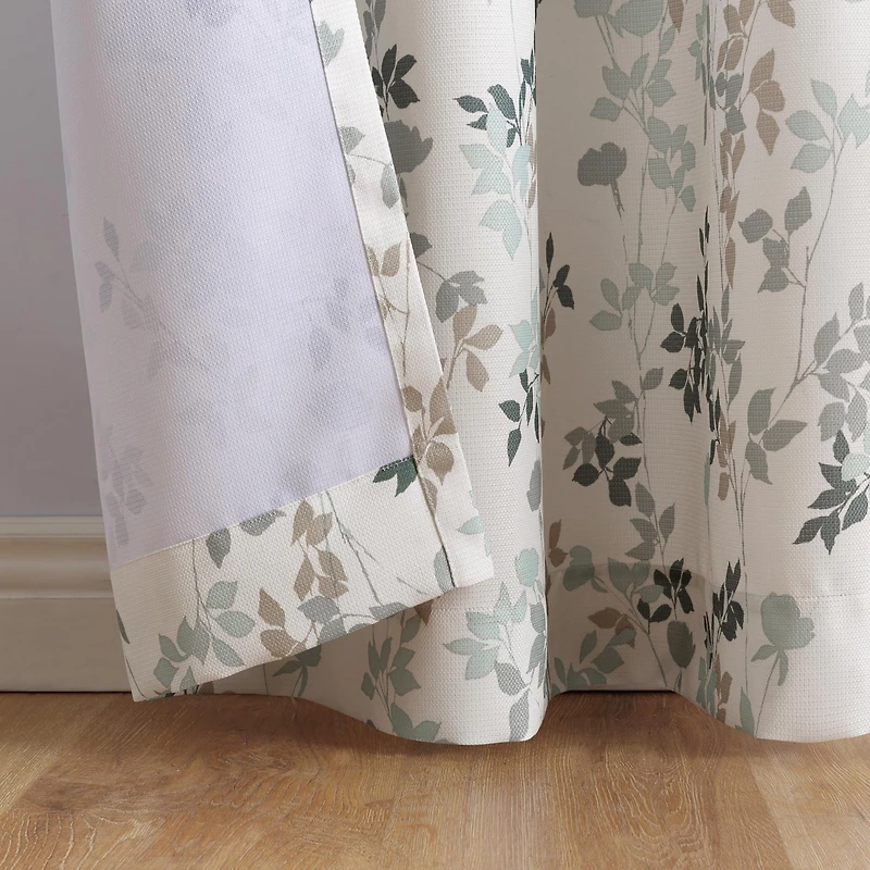 Mabel Floral Print Semi-Sheer Grommet Curtain Panel