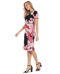 London Times Women's Floral Short-Sleeve Midi Dress