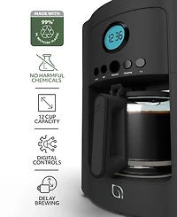 Willow Kitchen 12 Cup Coffee Maker – Programmable Brewing Options with Timer, Beautiful Design, Glass Pot