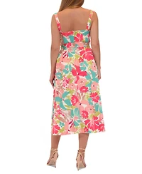 julia jordan Women's Floral-Print Tie-Waist Midi Dress