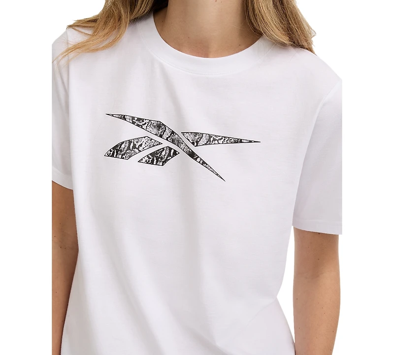 Reebok Women's Snake-Print Logo T-Shirt