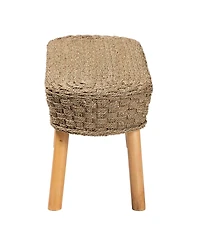 bali & pari Denver Modern Bohemian Natural Seagrass and Acacia Wood Accent Bench