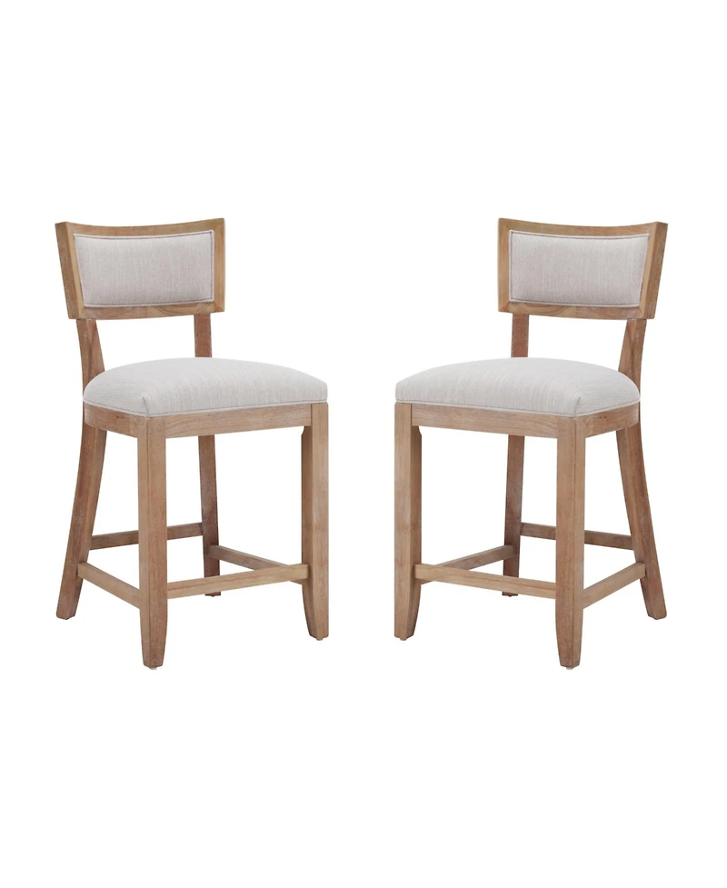 26.5" Counter Height Stools Set of 2, Upholstered with Backrest and Rubber Wood Frame-The Pop Home