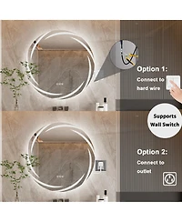 Wisfor Lighted Round Mirror: Modern Wall-mounted Bathroom Mirror with 3 Color Temperature, Anti-fog