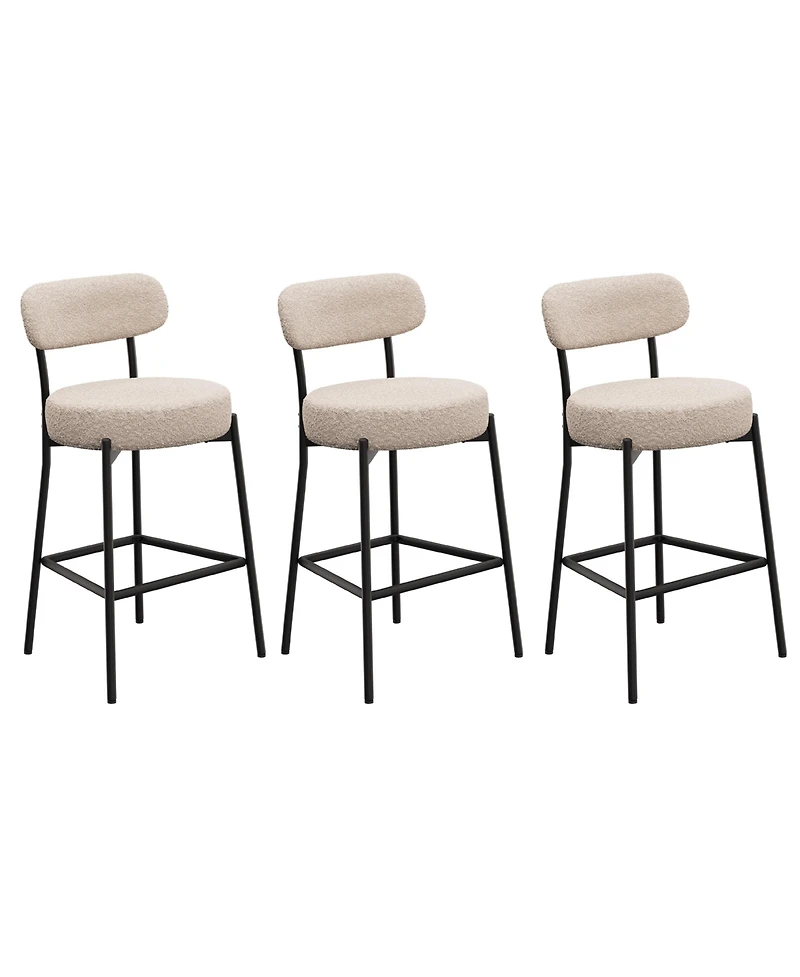 Dyhome Bar Stools Set of 3, 27 Inches Counter Height Kitchen Bar Stools with Back, Modern Metal Tall Bar Stools for Kitchen Island