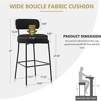 Dyhome Bar Stools Set of 4, 27 Inches Counter Height Kitchen with Back, Modern Metal Tall for Island