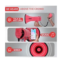 Pyle 50-Watt Portable Megaphone with Siren, MP3 Input, Automatic Siren, Shoulder Strap, Lightweight