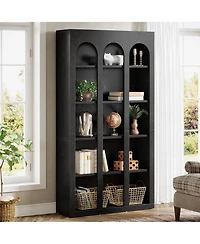 Tribesigns 5-Tier Farmhouse Tall Bookshelf, 70.87-Inch Rustic Wood Bookcase with Open Shelves, Large Mid Century Modern Book Shelf