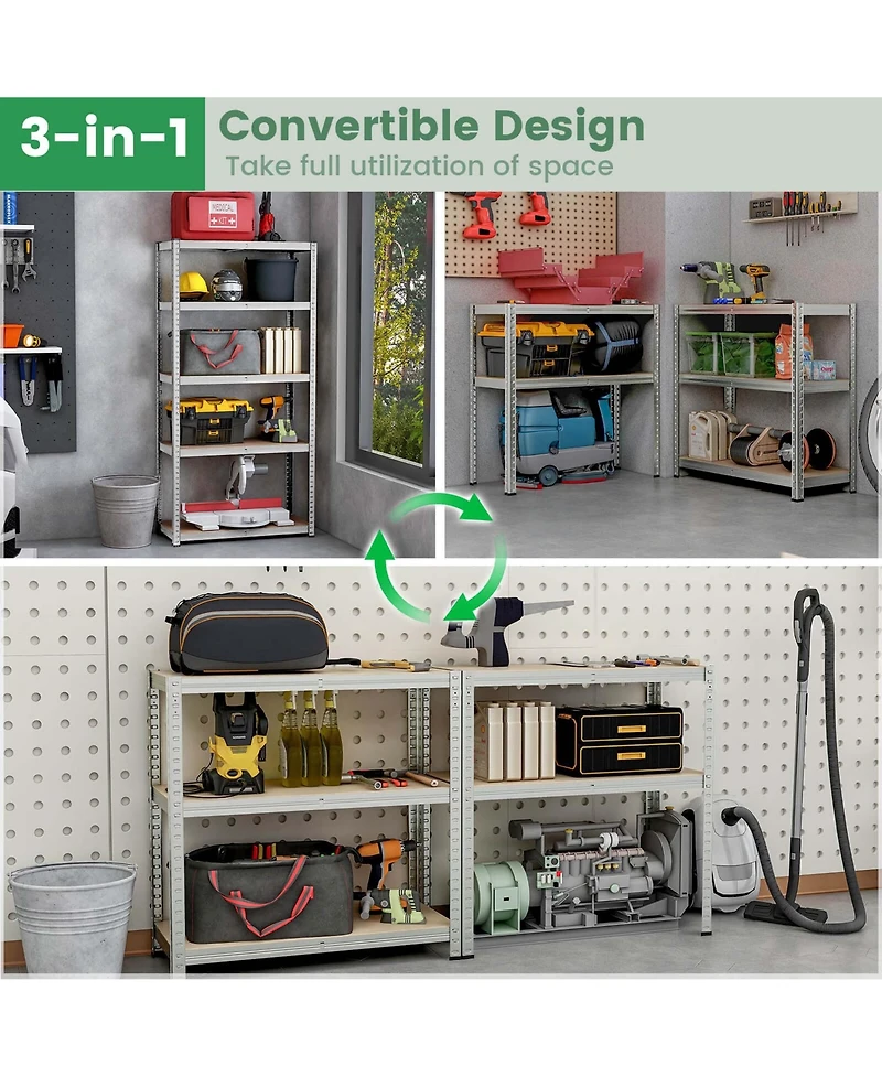 Pcs 5 Tier Adjustable Garage Shelving Unit with 2000 lbs Max Load for Warehouse