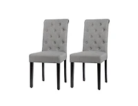 Slickblue Set of 2 Linen Button Tufted Dining Chair with Wood Legs