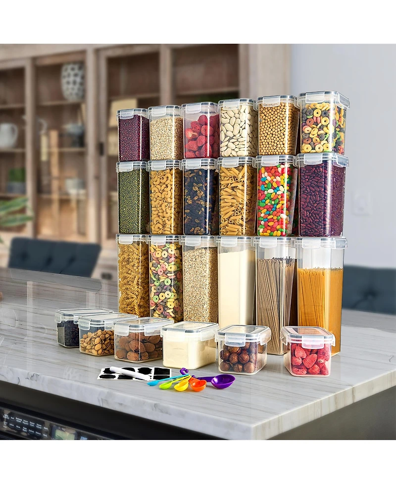 Sorbus Pack Airtight Food Storage Containers, Labels, Marker & Measuring Spoons - Functional Dry Food Organizers for Kitchen, Pantry