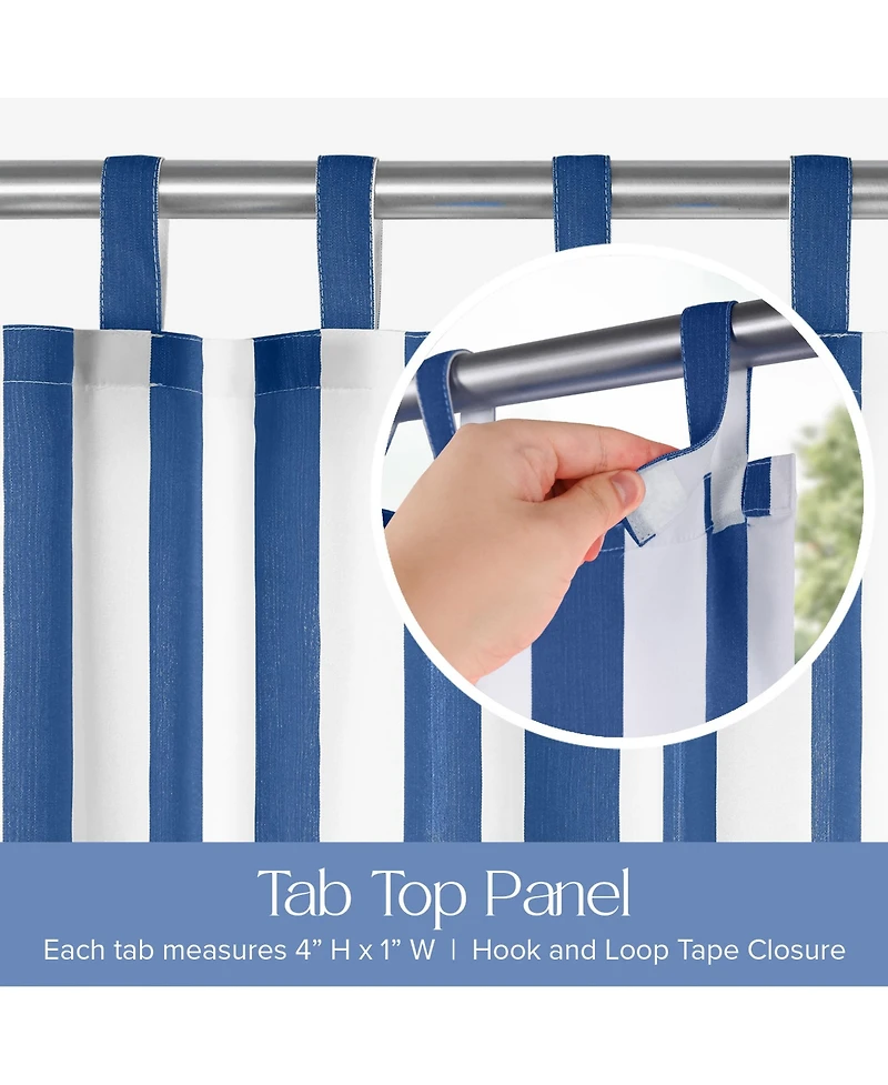 Awesome Home Outdoor Cabana Stripe Uv Protected Privacy Tab Top Curtain Panel, 52"x84"