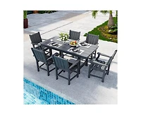 Gray 5/7-Piece Hdpe Plastic Patio Outdoor Dining Set with Arm Chairs
