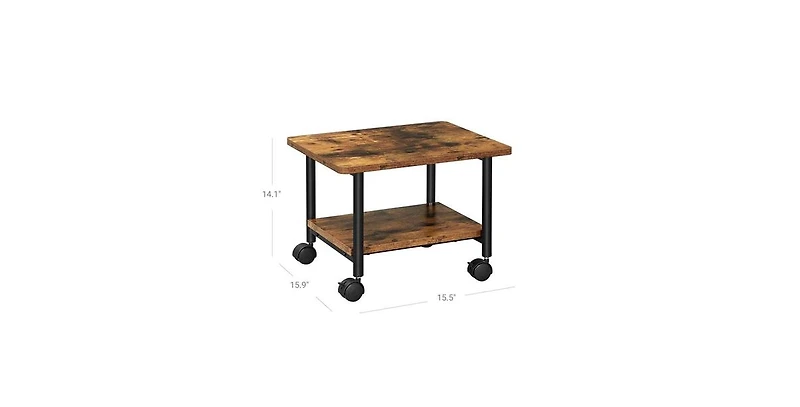 Slickblue Industrial Printer Stand Cart with Metal Frame and Wood Top - Storage with Bottom Shelf