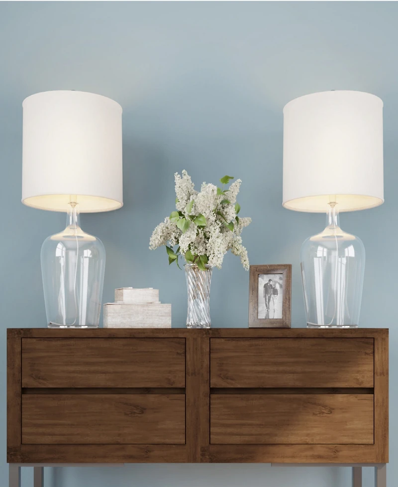 Lavish Home 26" Glass Cloche Table Lamp Set