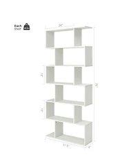 Gouun 6 Tier S-Shaped Bookshelf Storage Display Bookcase Decor Z-Shelf