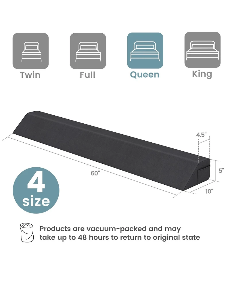 Gouun Bed Wedge Pillow with Storage Bag-Queen Size