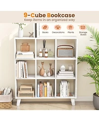 Gouun 9-Cube Bookcase with 6 Removable Shelves and Raised Support Feet