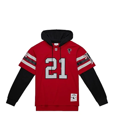 Mitchell & Ness Men's Deion Sanders Red Atlanta Falcons Player Name Number Hoodie Legacy Jersey