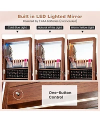 Gouun 64 Inches Lockable Jewelry Cabinet Armoire with Built-in Makeup Mirror