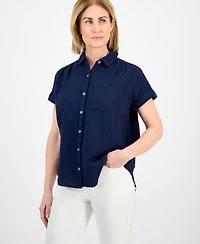 Style & Co Petite Cotton Gauze Camp Shirt, Created for Macy's