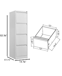 4 Drawer Vertical File Cabinet with Lock,Filing Cabinet, Metal Filing Cabinet for Home Office Organizer Storage Cabinet Letter Size/A4/Legal File