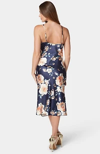 Bebe Women's Print Satin Slip Midi Dress
