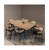 LeisureMod Dining Chair With Stainless Steel Legs Velvet Seat and Wicker Back