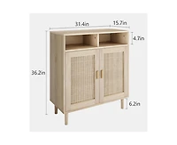 gaomon Sideboard Buffet Storage Cabinet, Rattan Kitchen Cabinet with 2 Doors/Shelf