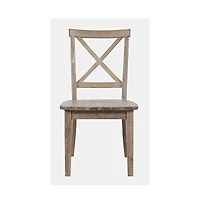 Jofran Eastern Tides Coastal Wire-Brushed Wood X-Back Acacia Dining Chair (Set of 2