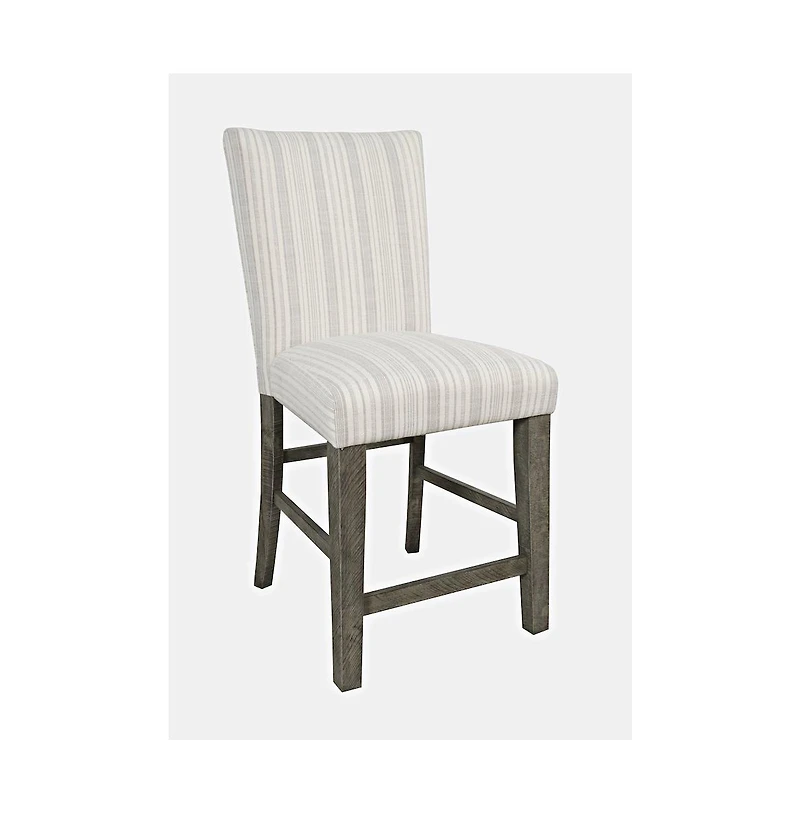 Jofran Rustic Solid Wood Parsons Striped Upholstery Counter Stool (Set of 2)