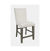 Jofran Rustic Solid Wood Parsons Striped Upholstery Counter Stool (Set of 2)