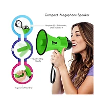 Pyle 30-Watt Portable Megaphone with Siren, Adjustable Volume, Lightweight, Battery Operated Green Bullhorn