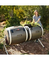 Slickblue Double Rotating Compost Bin Tumbler for Efficient Garden Waste Recycling