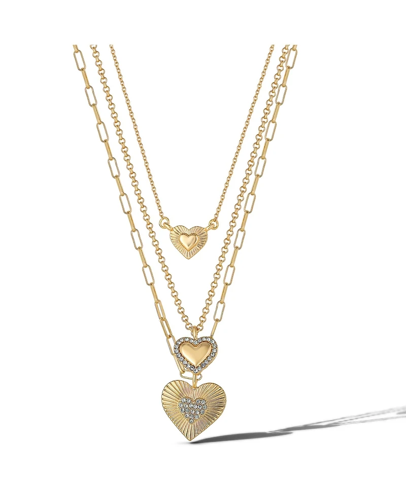 Jessica Simpson Triple Layered Gold-Tone Heart Pendant Necklace